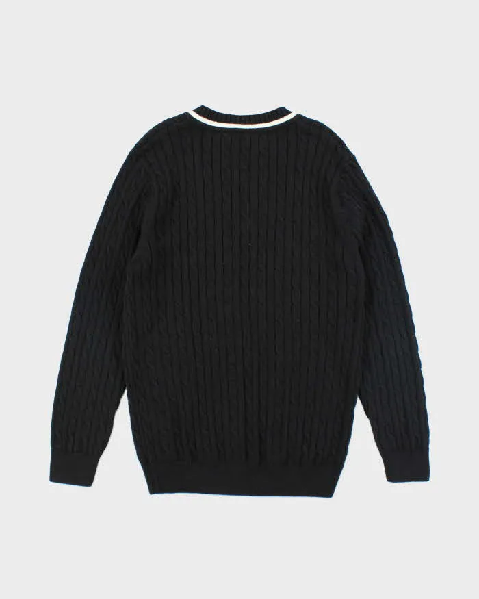 Vintage 90's Lacoste V-Neck Cable Knit Jumper - L sold by Rokit product image thumbnail 2