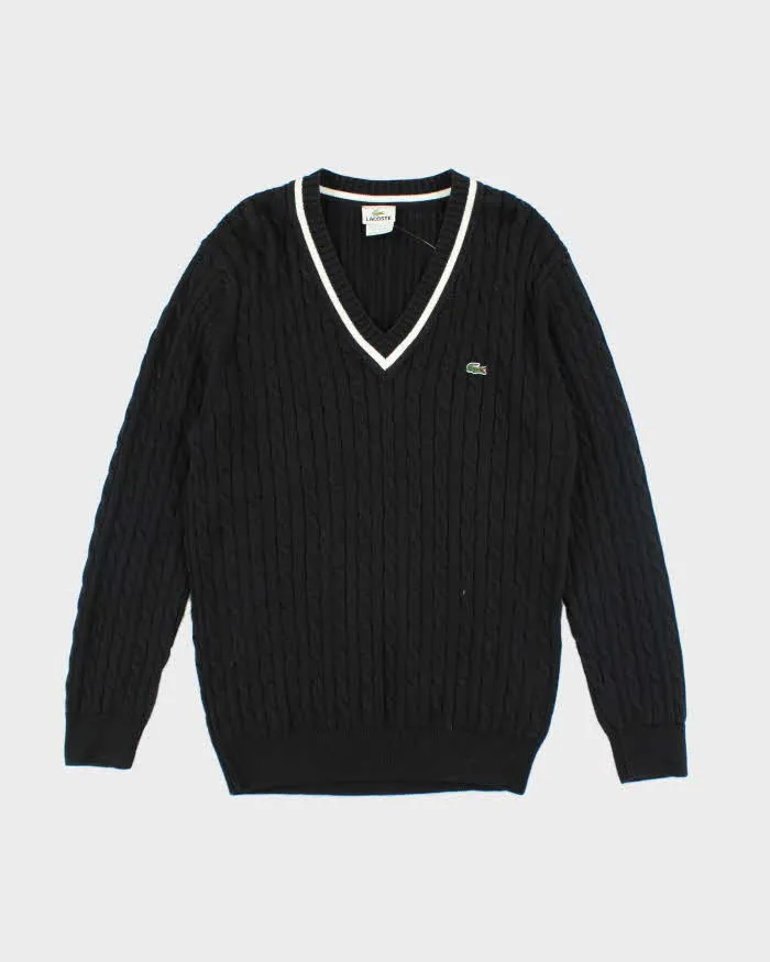 Vintage 90's Lacoste V-Neck Cable Knit Jumper - L sold by Rokit
