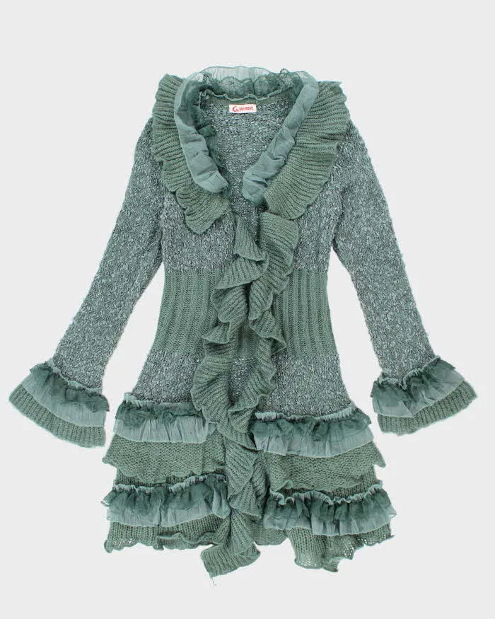 Vintage Y2k 00s Granoriente Ruffle Cardigan - M sold by Rokit