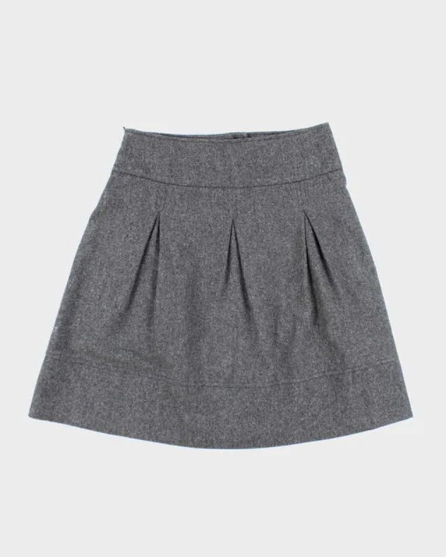 Vintage Benetton Wool & Silk Blend Pleated Grey Skirt - S sold by Rokit