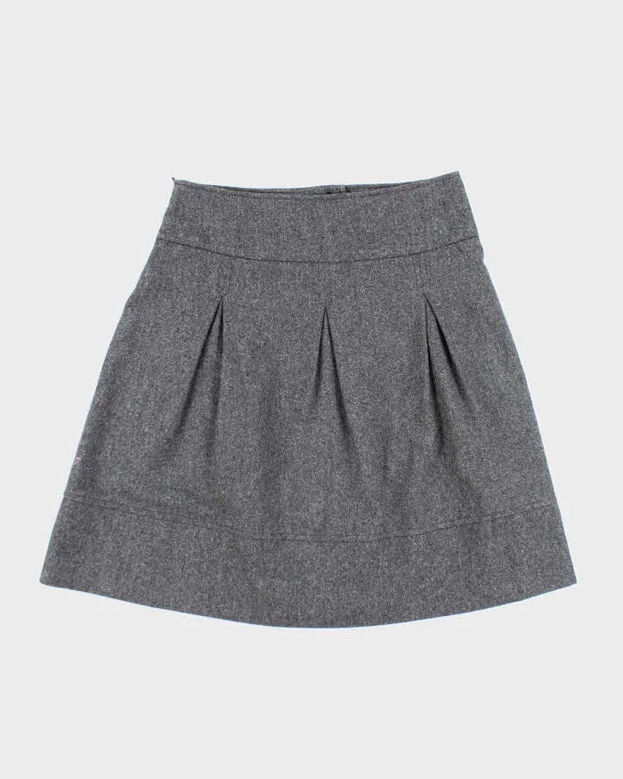 Vintage Benetton Wool & Silk Blend Pleated Grey Skirt - S sold by Rokit