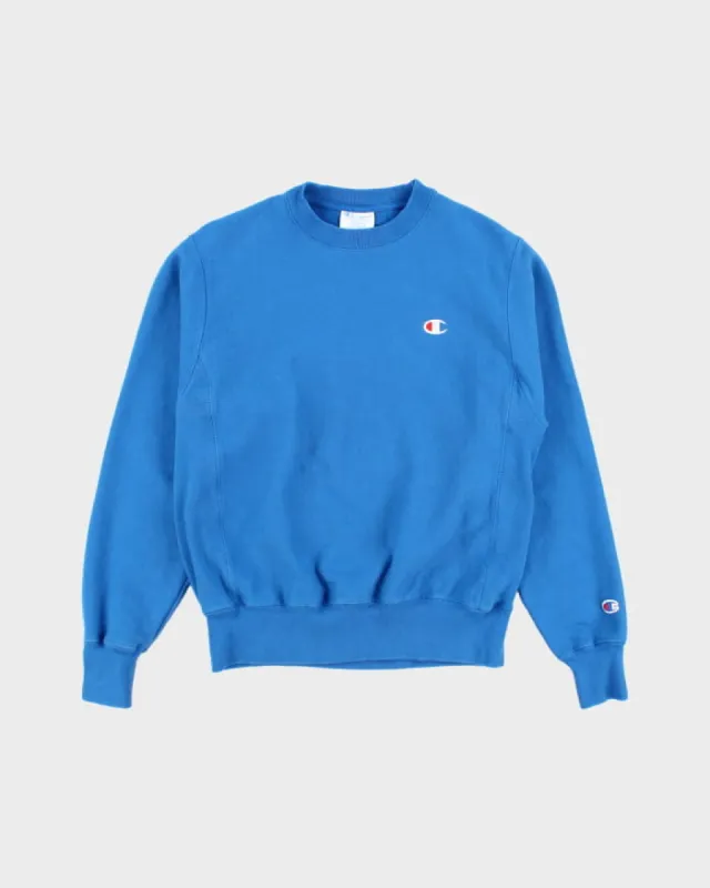 00s Champion Blue Reverse Weave Sweatshirt - S sold by Rokit