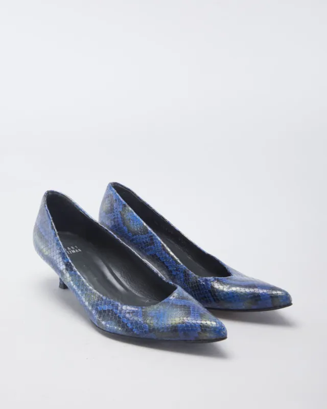 Stuart Weitzman Blue Snakeprint Kitten Heel - EU 39.5 made by Rokit