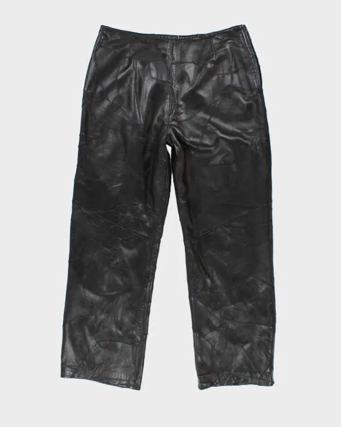 Vintage Danier Leather Patchwork Trousers - W34 L30 sold by Rokit