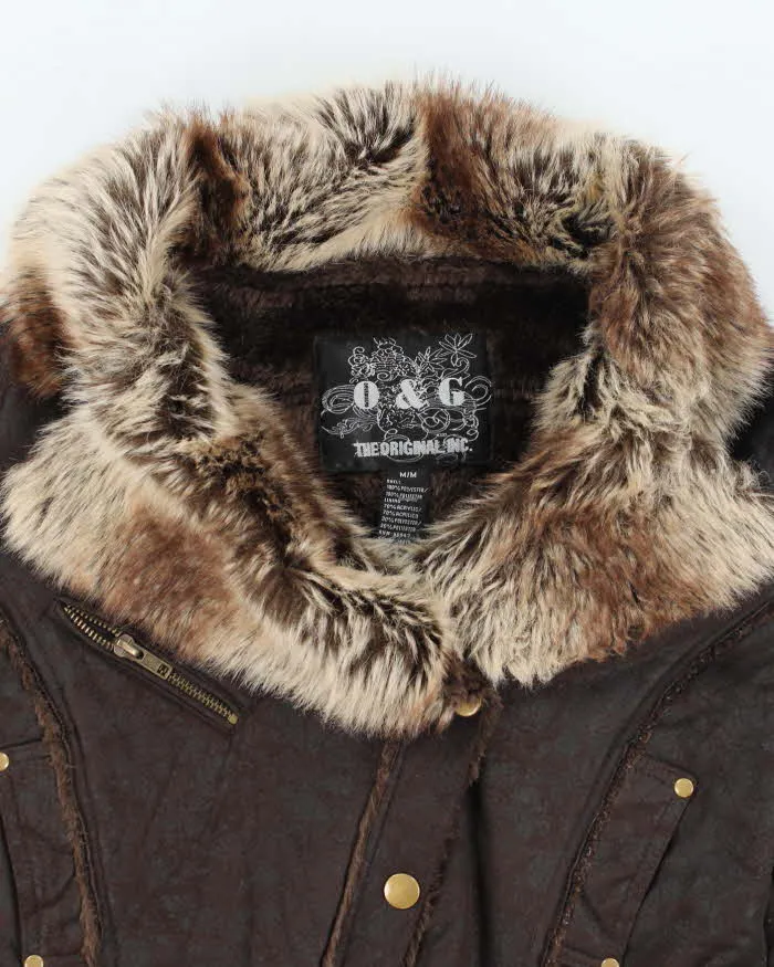 Vintage Y2k 00s O&G Faux Suede Fur Lined Jacket - M sold by Rokit product image thumbnail 3