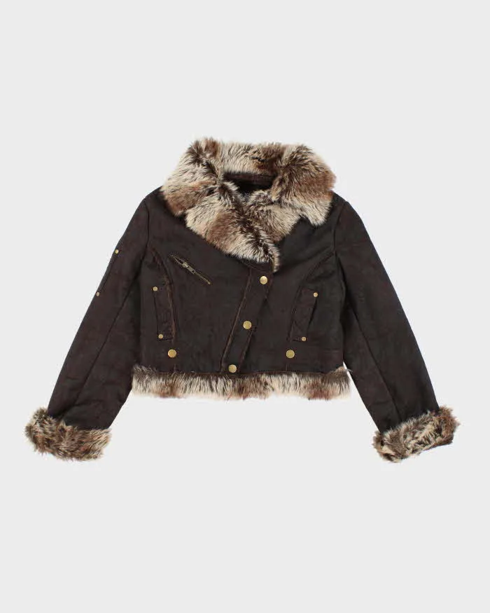 Vintage Y2k 00s O&G Faux Suede Fur Lined Jacket - M sold by Rokit