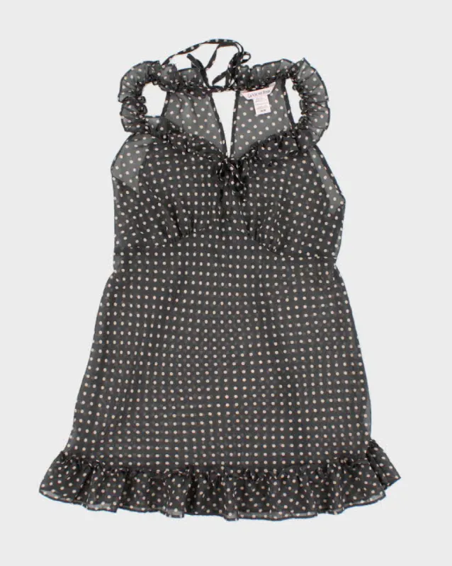 Vintage Y2k 00s La Vie En Rose Polka Dot Mesh Top - M sold by Rokit