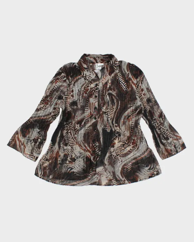 Vintage Y2k 00s Sash Animal Print Mesh Blouse - M sold by Rokit