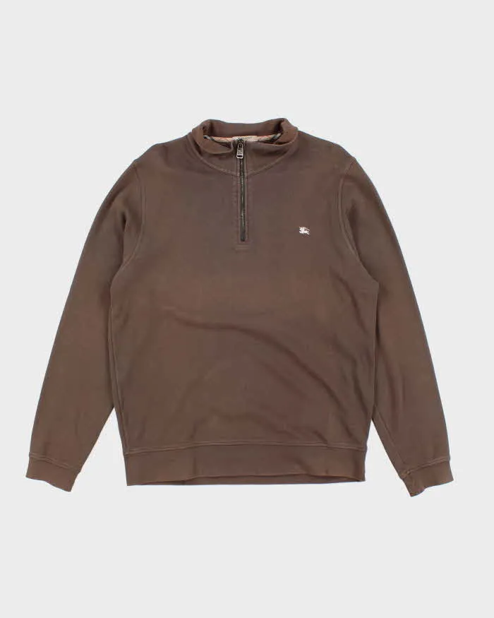 2000's Men's Brown Burberry Quarter Zip Sweater - L sold by Rokit