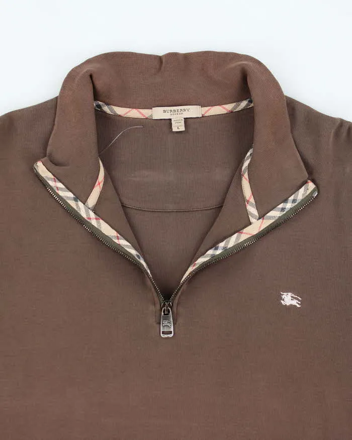 2000's Men's Brown Burberry Quarter Zip Sweater - L sold by Rokit product image thumbnail 3