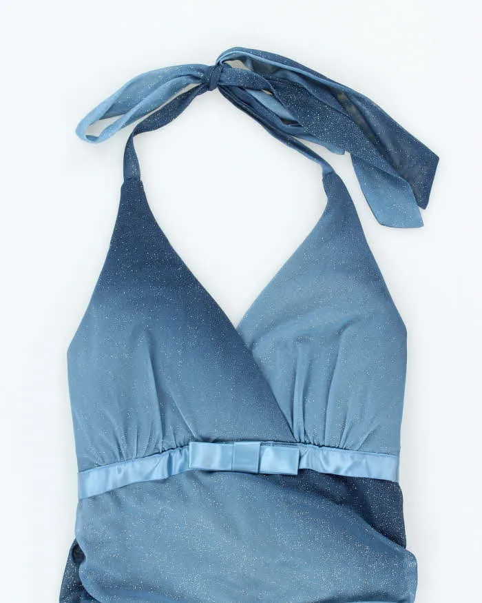 Vintage 90s Jessica Blue Sparkly Halter Neck Dress - S sold by Rokit product image thumbnail 3