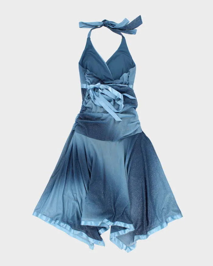 Vintage 90s Jessica Blue Sparkly Halter Neck Dress - S sold by Rokit product image thumbnail 2