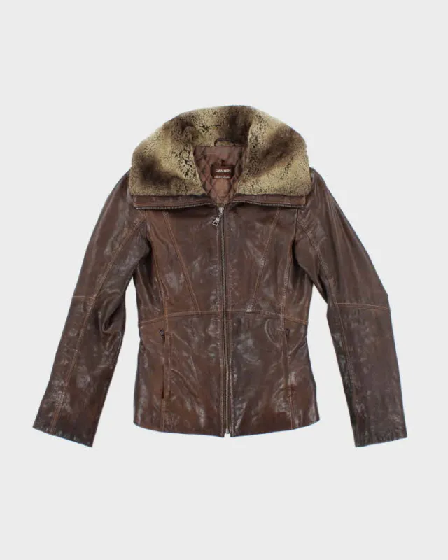 Vintage Danier Brown Leather Jacket - XS sold by Rokit