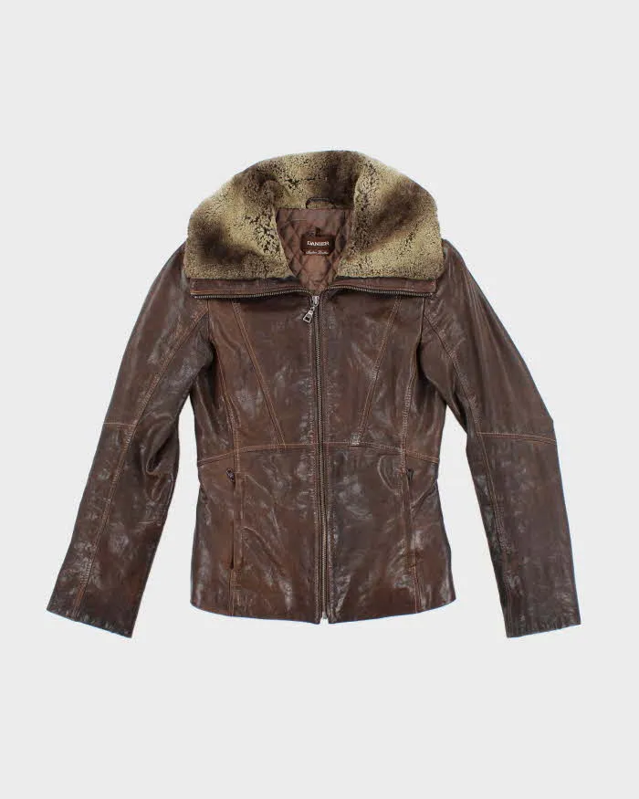 Vintage Danier Brown Leather Jacket - XS sold by Rokit