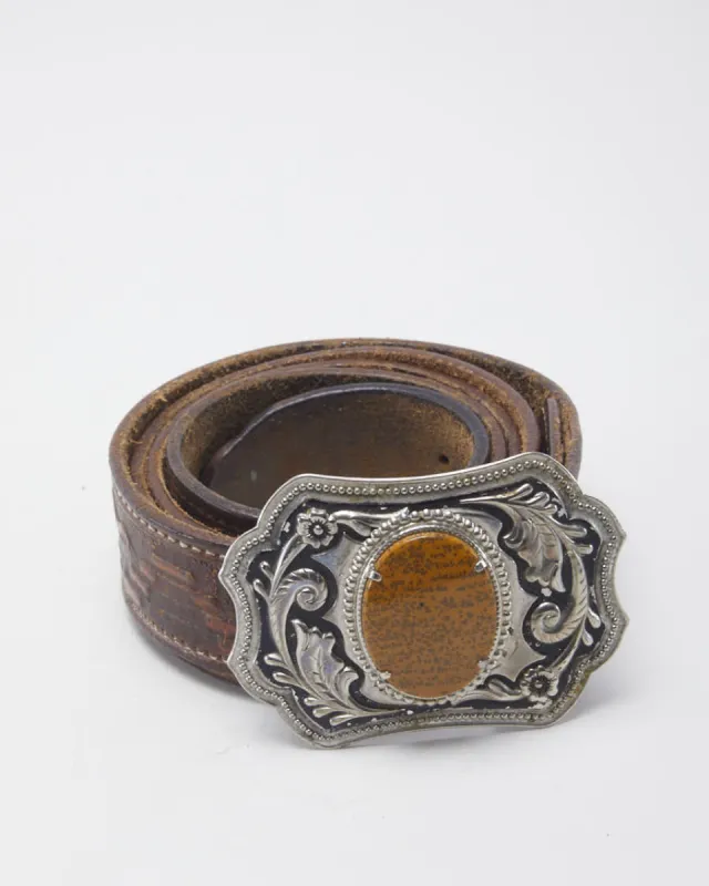 Vintage Mexico Buckled Western Brown Leather Belted sold by Rokit