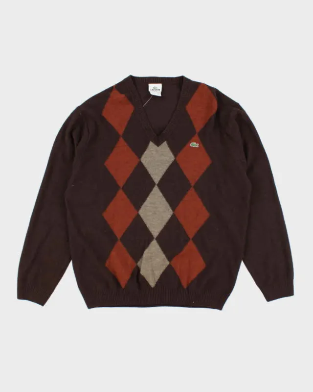 Vintage 90's Lacoste V-Neck Knit Jumper - L sold by Rokit