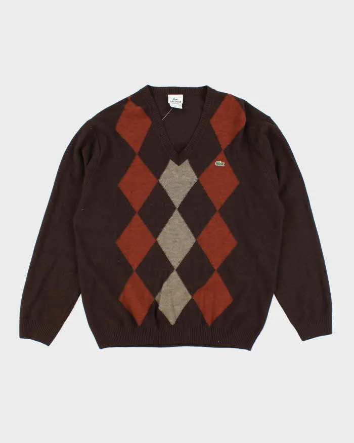 Vintage 90's Lacoste V-Neck Knit Jumper - L sold by Rokit