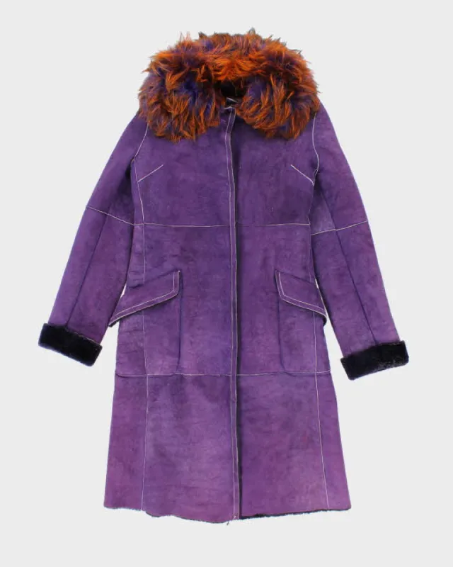 Vintage Y2k 00s Purple Suede Coat - S made by Rokit