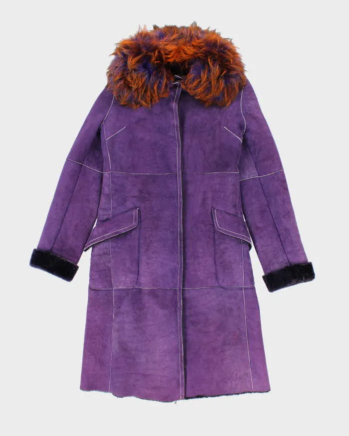 Vintage Y2k 00s Purple Suede Coat - S sold by Rokit