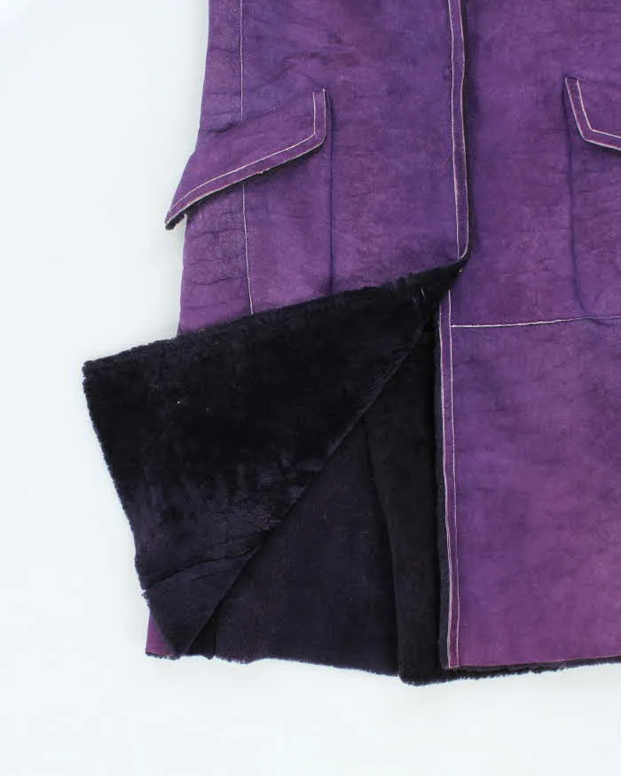 Vintage Y2k 00s Purple Suede Coat - S sold by Rokit product image thumbnail 4
