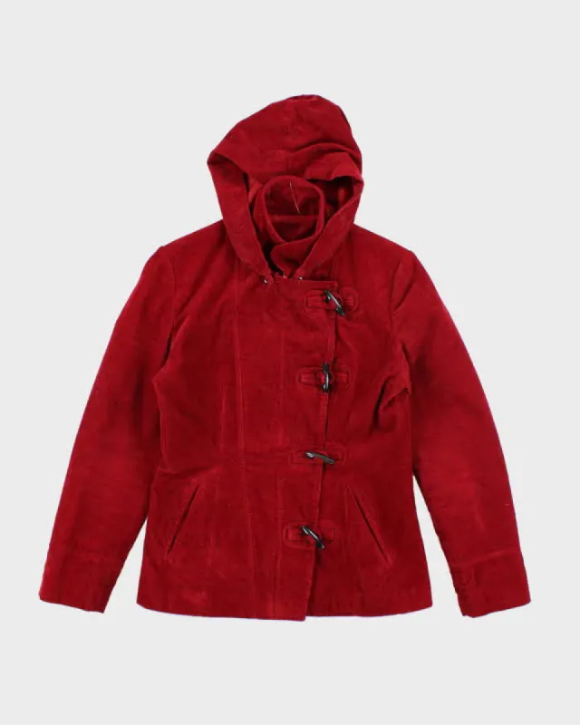 Y2k 00s Red Corduroy Hooded Jacket - M sold by Rokit