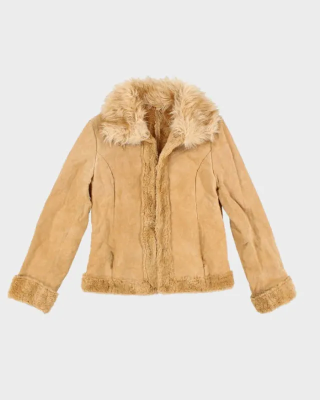 Vintage Y2k 00s Suede Faux Fur Lined Jacket - M sold by Rokit