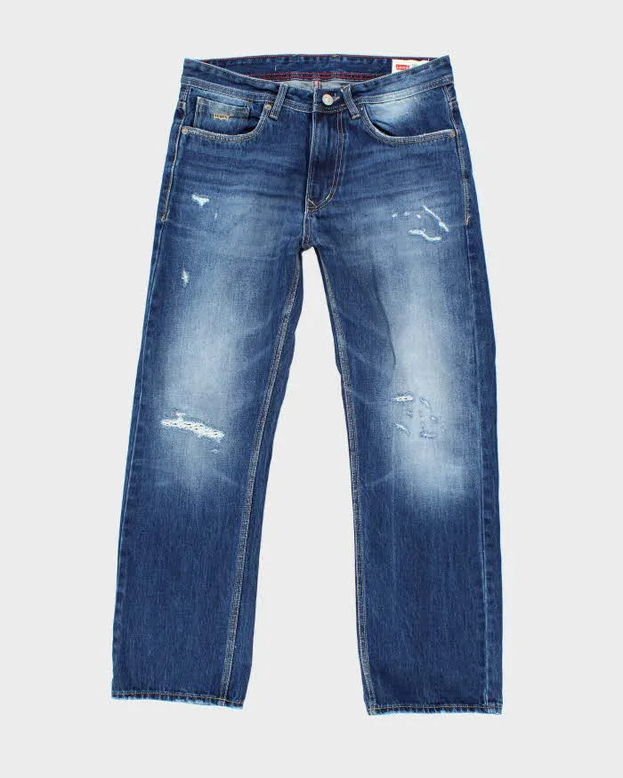 Vintage Levi's 513 Pre-Distressed Straight Fit Dark Wash Jeans - W32 L29 sold by Rokit