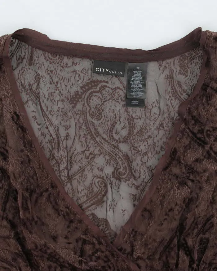 Vintage 90s City Brown Silk Blend Top - M sold by Rokit product image thumbnail 3