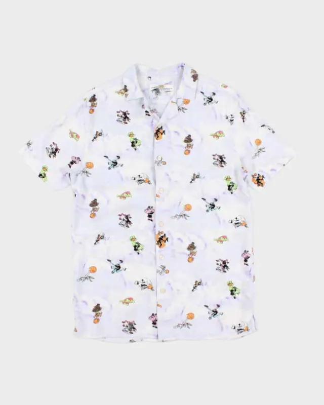 Mens Space Jam Print Button Up Shirt - S made by Rokit