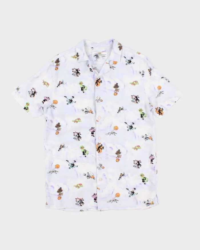 Mens Space Jam Print Button Up Shirt - S sold by Rokit
