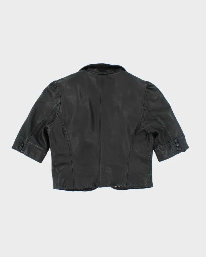 Vintage Women's Marciano Short Sleeved Cropped Leather Jacket - L sold by Rokit product image thumbnail 2