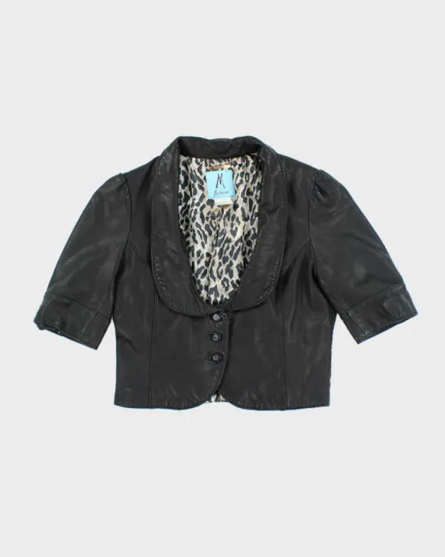 Vintage Women's Marciano Short Sleeved Cropped Leather Jacket - L sold by Rokit