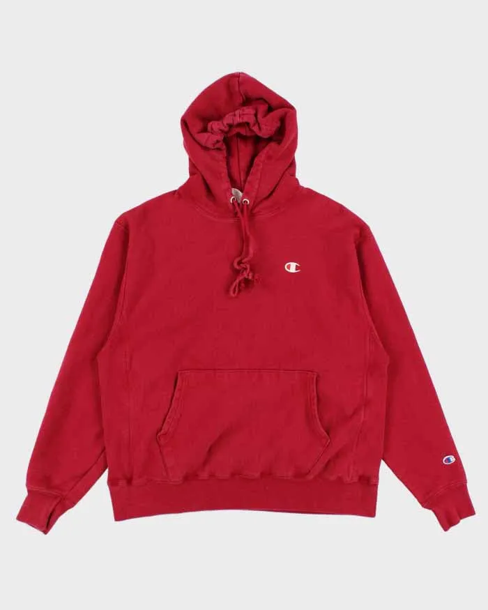 00s Champion Red Reverse Weave Hoodie - L sold by Rokit