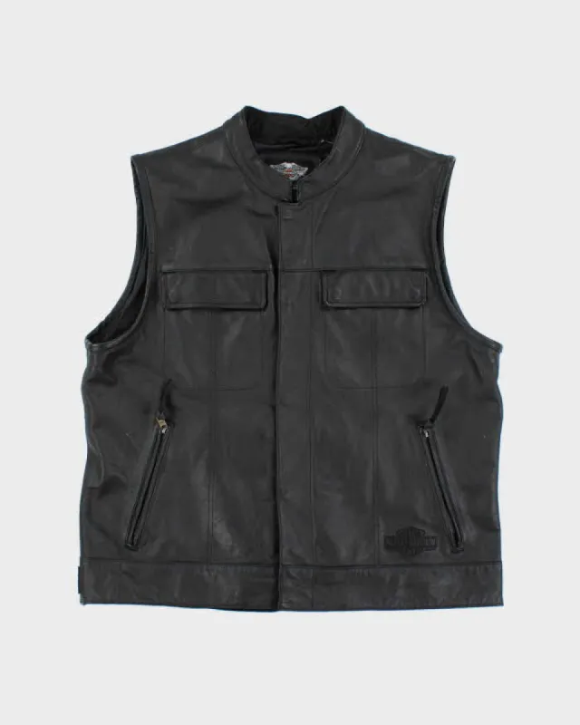 Vintage Harley Davidson Heavyweight Leather Biker Gilet - XL made by Rokit