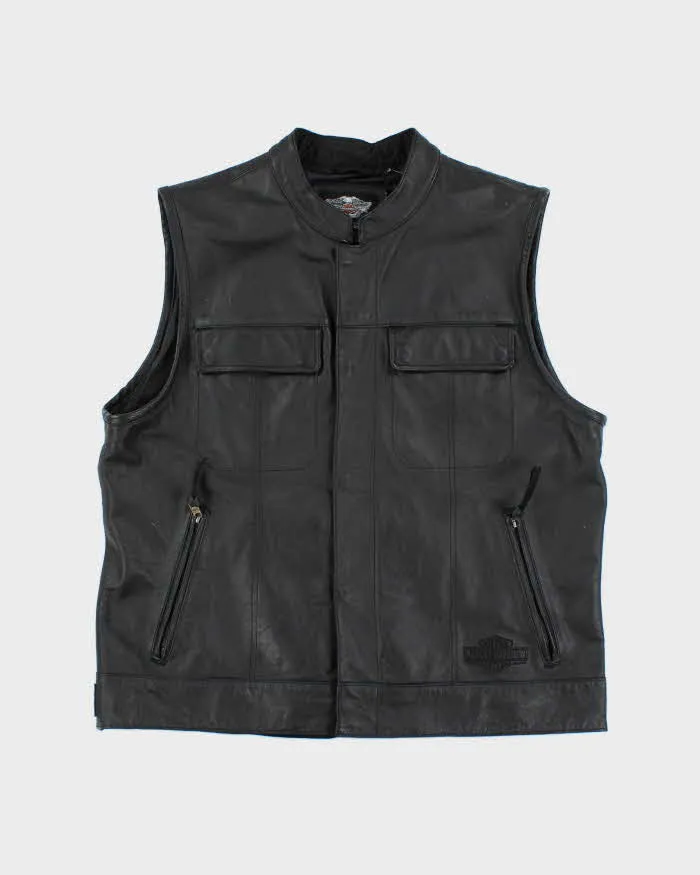 Vintage Harley Davidson Heavyweight Leather Biker Gilet - XL sold by Rokit