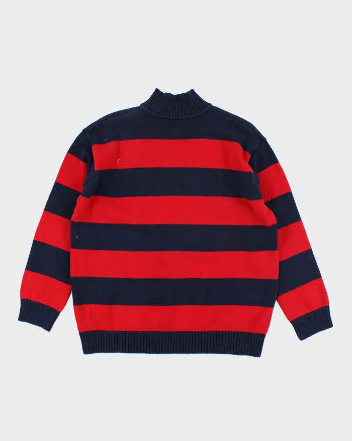 Vintage Ralph Lauren Quarter Zip Striped Knit Jumper - L sold by Rokit product image thumbnail 2