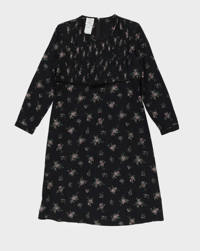 Laura Ashley Black Floral Midi Dress - M sold by Rokit