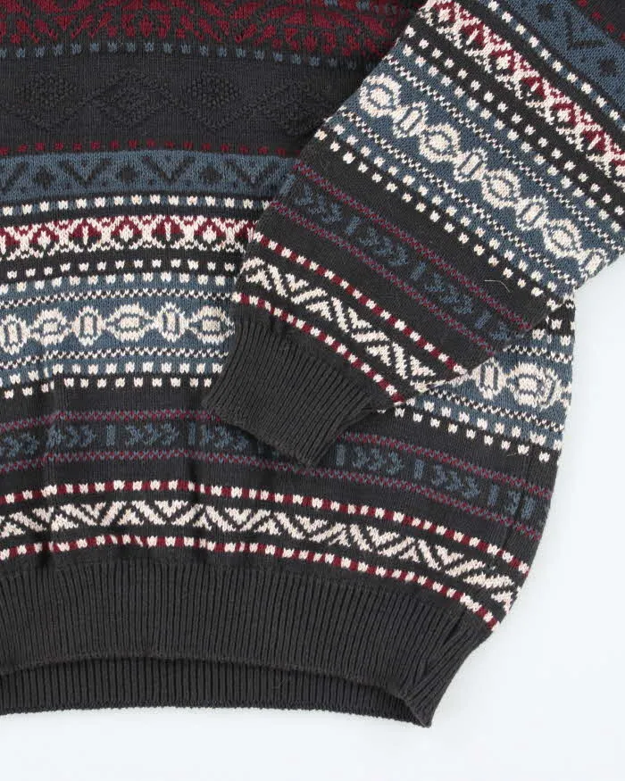 Vintage 90's TT&Co Patterned Collared Chunky Knit Jumper - M sold by Rokit product image thumbnail 4