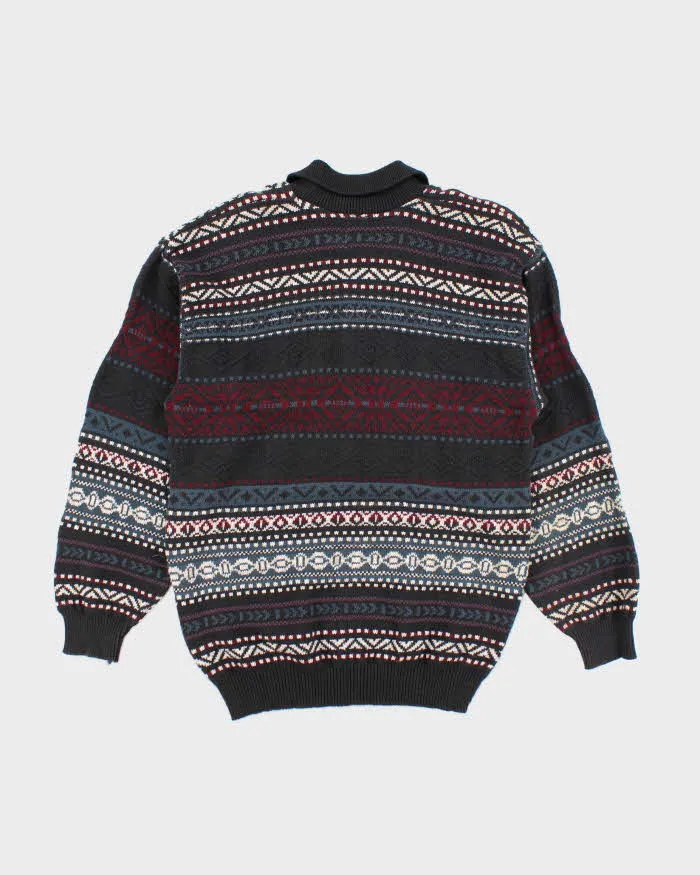 Vintage 90's TT&Co Patterned Collared Chunky Knit Jumper - M sold by Rokit product image thumbnail 2