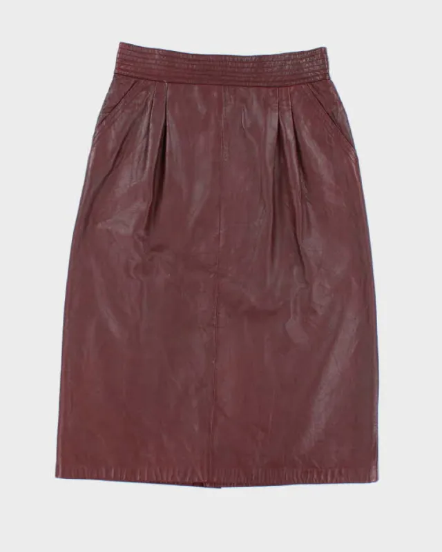 Vintage Red Leather Skirt - S sold by Rokit