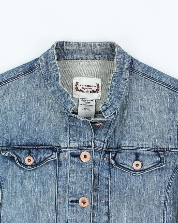 Vintage Women's Y2K Medium Wash Denim Jacket - L sold by Rokit product image thumbnail 3