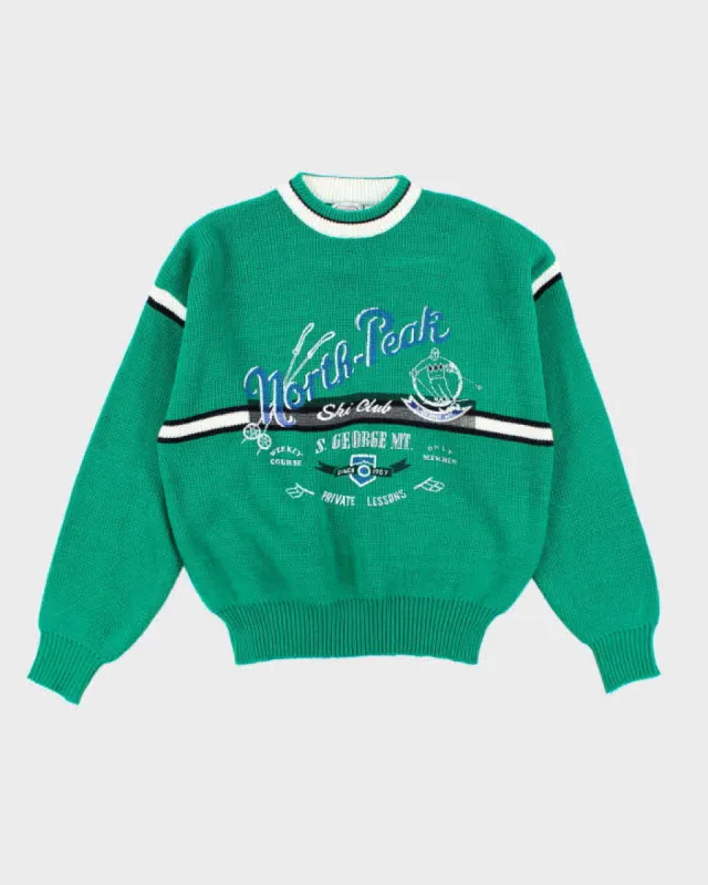 Vintage 90's Ski Graphic Printed Chunky Knit Jumper - M sold by Rokit