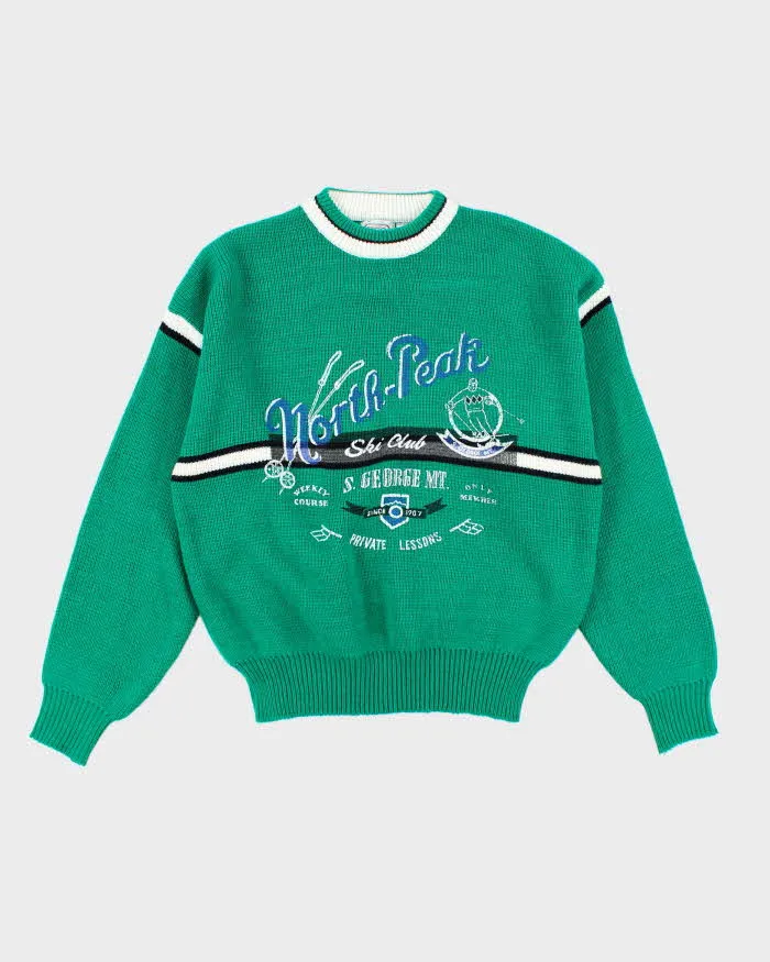 Vintage 90's Ski Graphic Printed Chunky Knit Jumper - M sold by Rokit