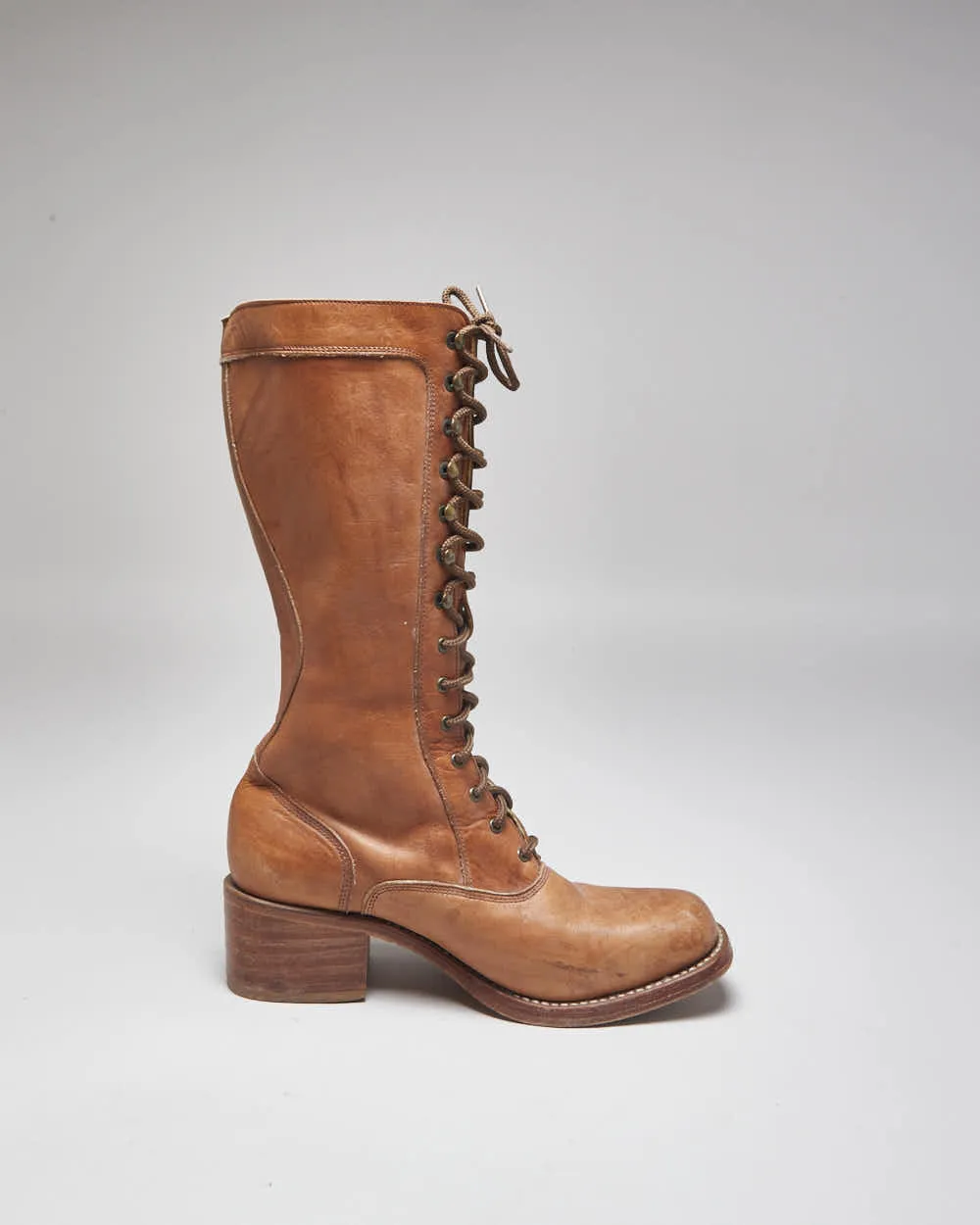 Vintage Frye Lace-Up Brown Leather Boots - UK7.5 sold by Rokit product image thumbnail 2