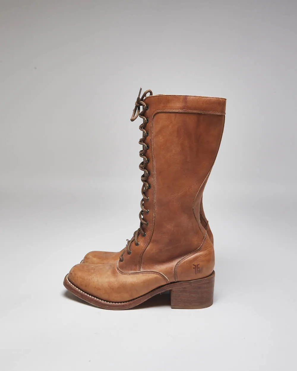 Vintage Frye Lace-Up Brown Leather Boots - UK7.5 sold by Rokit product image thumbnail 5