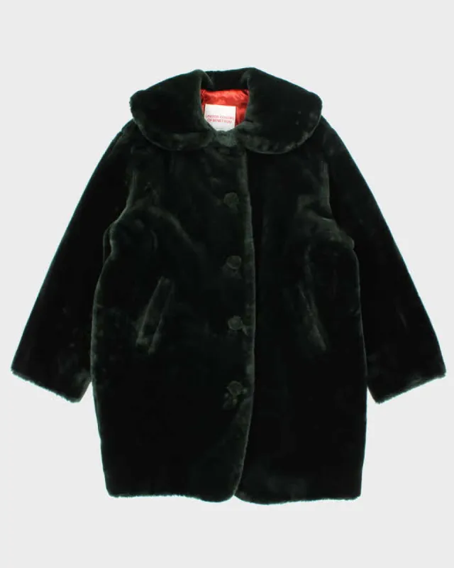United Colors Of Benetton Green Faux Fur Coat - L sold by Rokit