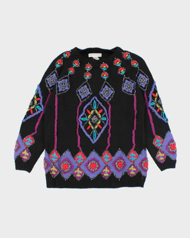 Vintage Oblique Pattern Knit Jumper - L sold by Rokit