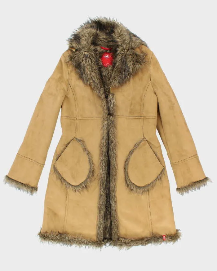 Vintage 90s EDC Faux Suede Fur Lined Coat - S sold by Rokit