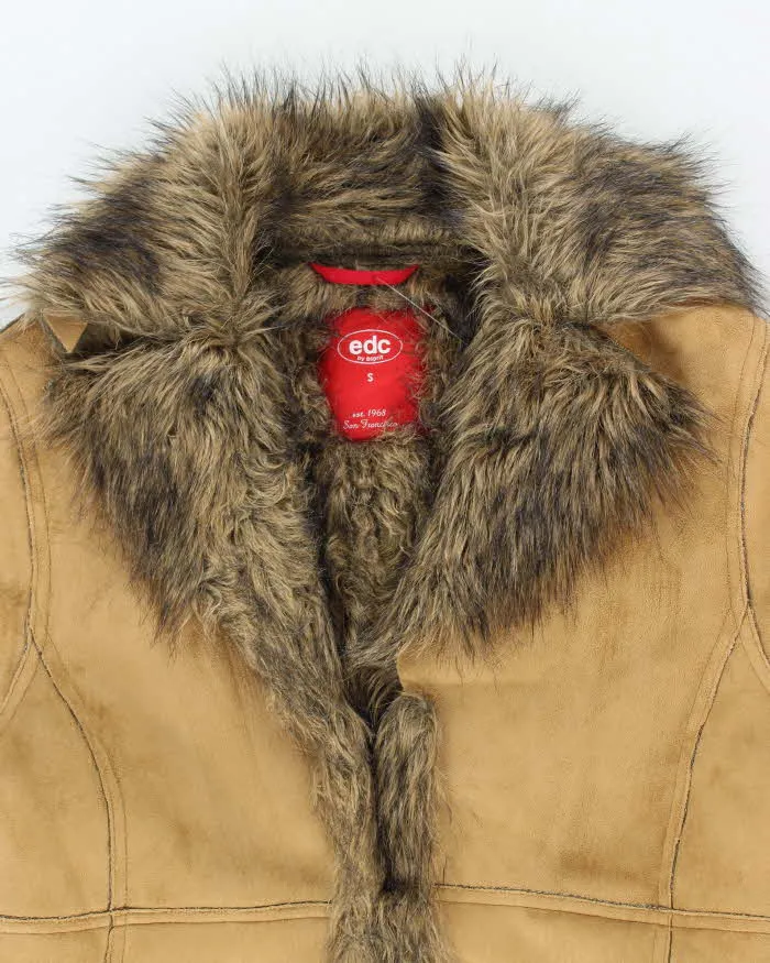 Vintage 90s EDC Faux Suede Fur Lined Coat - S sold by Rokit product image thumbnail 3