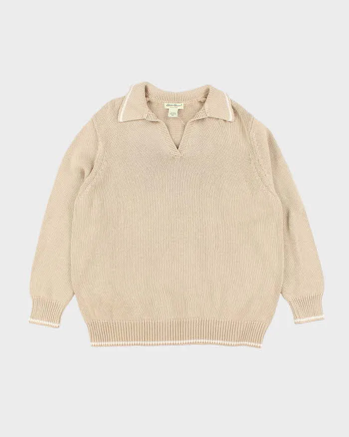 Vintage 90's Eddie Bauer Oversized V-Neck Collared Knit Jumper - XXL sold by Rokit